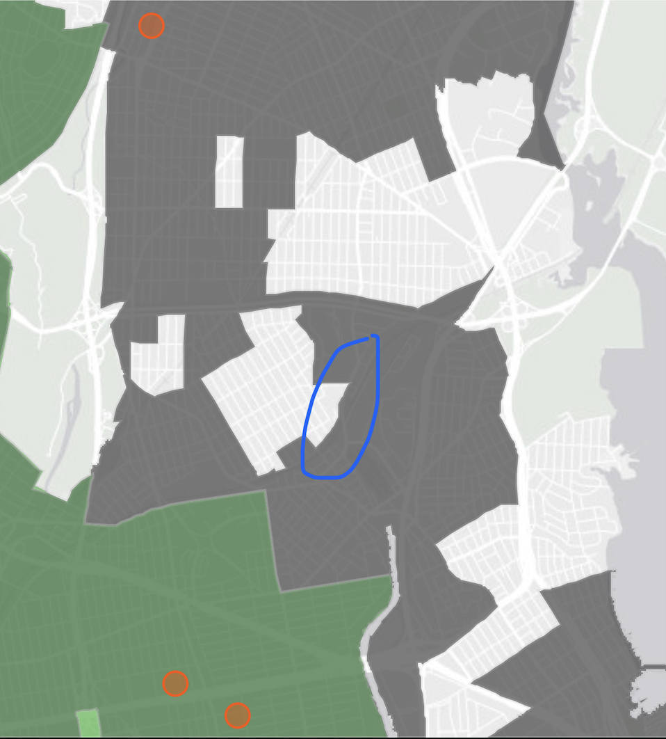 Map showing the lot location outside incentive zones